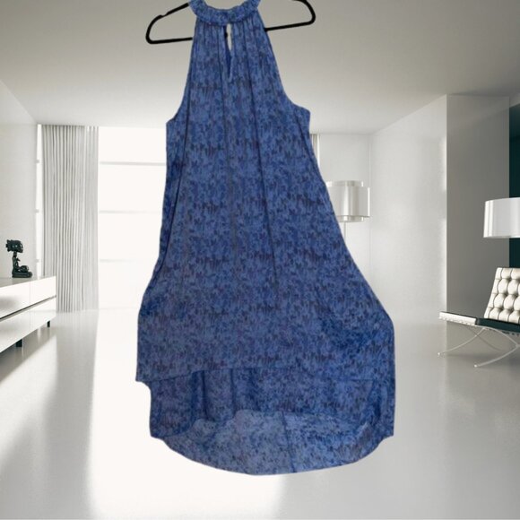 Mlle Gabrielle Layered High Button Keyhole Neckline Layered Maxi Dress - Picture 3 of 12